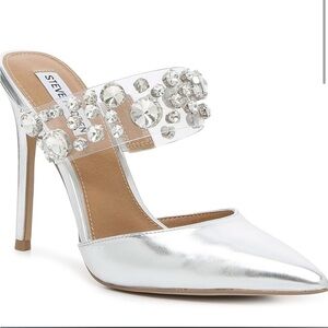 💎✨ Steve Madden Dunn Sandal Silver Rhinestone Embellished Women’s Size 9